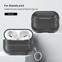 KEYSION atsparus smūgiams dėklas, skirtas Apple AirPods Pro 2 1 Anglies pluošto tekstūra Minkštas silikoninis Bluetooth ausinių dangtelis, skirtas AirPods 3 2 1 for AirPods Pro 2 juoda