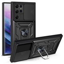 Telefono dėklas, skirtas Samsung S23 Ultra Plus Slide Camera kariniam smūgiams atsparus šarvų dangtelis, skirtas Samsung Galaxy S 23 S23Ultra S23Plus objektyvo apsauginių žiedų dėklai Samsung Galaxy S23 Ultra juoda
