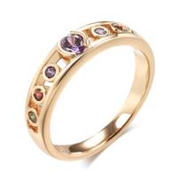 Daugiaspalviai cirkonio žiedai moterims Kinel Rose Gold spalvos puikūs papuošalai 8 beige