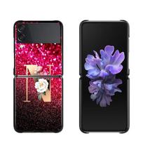 Raudonas Retro Letter A-Z telefono dėklas Samsung Galaxy Z Flip3 5g Back PC Dėklas Samsung Z Flip Capa Black Shell Hard Fundas Samsung Z Flip3 5G red