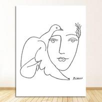 Meno spaudiniai Eskizai Moteris Taikos puokštė Tapyba Plakatas Minimalistinis sienų menas Namų sienų dekoras Pikaso linijinis menas Piešimo drobė 21cm×30cm NoFrame