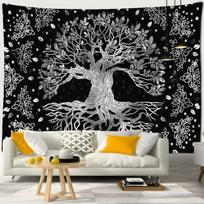 Psichodelinis paslaptingas gyvybės medis gobelenas, pakabinamas ant sienos Boho Mandala Art Living Room namų dekoro audinys 95x70cm