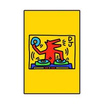 Keitho meno paroda Abstraktus plakatas Haring Pop Art spaudiniai Laimingas lipdukas Širdies paveikslas Drobės tapybos galerija Sienų dekoratyvumas be rėmelio 21*30cm