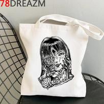 Junji Ito pirkinių krepšys pirkėjas medvilnė daugkartinis pirkinių krepšys audinys reciclaje daugkartinis boodschappentas sacolas 24*26cm white