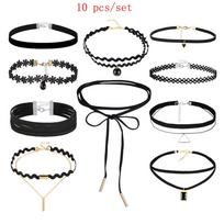 Senovinis gotikinis nėrinių lankas Choker karoliai Akmens pakabukų grandinėlė Moterims Elegantiškos vakarėlio papuošalai Dovanos