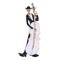 Kūrybingas emalis violončelei muzikanto formos sagė Personažas Smeigtukas Suknelė Paltas skara Atvartas Apranga Ženklas Aksesuarai Papuošalai Dovana balta