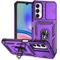 Atsparus smūgiams šarvų dėklas, skirtas Samsung Galaxy A05S A05 magnetinio automobilio žiedo laikiklio stovo nugarėlėje, slankiojančio objektyvo dangtelis, skirtas Galaxy A04S A04 apsauginiams dėklams For Samsung Galaxy A05S violetinė
