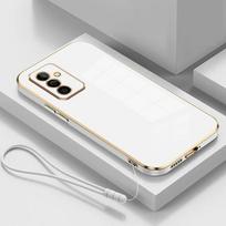 For Samsung Galaxy F54 M34 5G Case Samsung A24 4G M54 A54 A34 M14 A14 5G Phone Case Luxury Square Plating Shockproof Back Cover Galaxy F54&Case & Strap sniego baltumo spalva