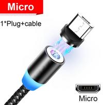 LED magnetinis magnetas Magnetas greito įkrovimo kabeliui Micro USB Type C kabelis iPhone duomenų sinchronizavimui Micro juoda