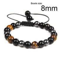 Rankų darbo obsidiano akmens hematito tigro akių karoliukų apyrankės svorio metimo apyrankės reguliuojamos virvutės apyrankės liekninančios energijos papuošalai