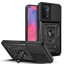 Dėklas OPPO A74 A93 A54 5G, slankiojantis kameros apsaugos, smūgiams atsparus šarvuotas telefono dėklas OPPO A 74 93 54, dangtelis su magnetiniu žiediniu laikikliu For OPPO A74 5G juoda