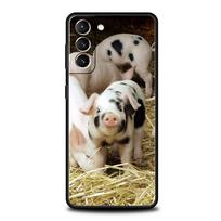 Cute Pink Pet Little Pig Phone Case For Samsung Galaxy S24 S23 S22 5G S21 Ultra S20 FE S10 S9 Plus S10E S8 Note 20 10 Lite Cover Samsung S24 gray