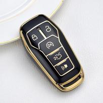 TPU Automobilio Nuotolinio Raktelio Dėklas Dangtelis Ford Fusion Mondeo Mustang F 150 Explorer Edge 2015 2016 2017 2018 Korpusas Fobo Laikiklis Raktų pakabukas juoda