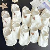 Kojinių rinkinys 10 porų Pirštinės kojinės Moteriškos Kulkšnies kojinės Vasarinės Kvėpuojančios Universalios Baltos kojinės Mielas Animacinis raštas 5 pieces
