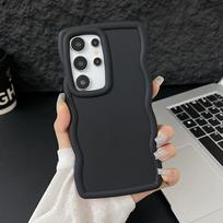 Skirtas Samsung S24 S22 Ultra Plus S23 S21 S20 Fe A55 A54 A53 A52 A35 A34 A25 15 A5g Wave Frame Cloud Candy Color Square Tpu minkštas telefono dėklo dangtelis Samsung S24 juoda