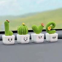 4pcs/set Mini Resin Succulent Cactus Green Plant Car Office Home Living Room Crafts Mini Sculpture Auto Interior Decoration