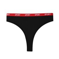 Women's Sexy Sports Thong Low Waist Ribbed Cotton Panties Seamless Underpants S M L European Sizes S juoda