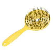 Hair Detangling Brush Salon Round Head Straightenning Detangler Brush Comb for Curly HairYellow geltona