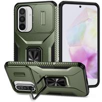 Fotoaparato objektyvo dangtelio žiedas Automobilinis laikiklis Atlenkiamas stovas Hibridinis kietas PC minkštas TPU smūgiams atsparus apsauginis dėklas Samsung Galaxy S25 S24 S23 Ultra A16 A56 A26 A55 A15 Samsung Galaxy S22 raudona