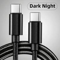 60 W greito įkrovimo USB-C laidas, nailono pintas USB C–C įkrovimo laidas, skirtas „Samsung“, „Huawei“ ir kitiems įrenginiams 1m nylon C-C 60W juoda