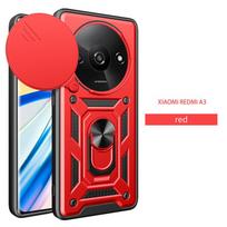 Dėklas Redmi A3 2024 su magnetiniu žiedu Laikiklis Šarvuotas telefono dėklas Xiaomi Redmi A3 4G RedmiA3 A 3 Slenkančio fotoaparato apsauga Galinis dangtelis For Redmi A3 4G black