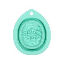 Silicone Foldable Makeup Brush Cleaning Bowl Beauty Blender Washing Pad Cosmetic Tool Cleaner Mat žalia
