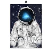 Astronautų Darželio Sienos Menas Drobės Tapyba Spalvinga Kosmoso Saulės Sistema Planetų Plakato Spaudinys Sieniniai Paveikslai Berniukų Kambario Dekoro 21cm×30cm NoFrame
