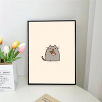 1 vnt. Animacinis P-Pusheen K-Kawai Katė Lipnus Meno Plakatas Vandeniui Atspari Popierinė Lipdukas Kavos Namelio Baro Kambario Sienų Dekoras 21cm×30cm NoFrame