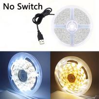 5V USB LED juosta šviesa Balta/Šiltai balta – Lanksti SMD 2835 juosta, pjaustoma ir lipni, skirta TV foniniam apšvietimui, spintelės, namų apšvietimui 1M šilta balta spalva