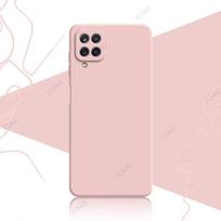 Madingas telefono dėklas Samsung Galaxy A12 A22 4G 5G SamsungA12 SamsungA22 Kvadratinis skysto silikono minkštas galinis dangtelis-skydas Samsung A12 rožinė