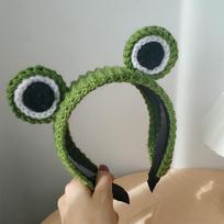 Knitted Big Eyes Frog Headband Wash Makeup Hair Band Cute Cartoon Scrunchies Autumn Spring Headdress New Hair Accessories žalia