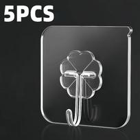 Stiprūs lipnūs kabliukai, didelio stiprumo sieniniai kabliukai, skaidrūs pakabos, durų, raktų, rankšluosčių nerūdijančio plieno kabliukas voniai, virtuvei 5Pcs