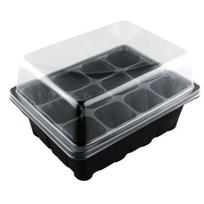12 ląstelių plastikiniai daigynų vazonėliai su kvėpuojančia skylute, skirti sodinimui su kupoliniu pagrindu, sodo auginimo dėžė, augalų sėklų dėklų rinkinys, dygimo dėžė juoda