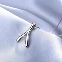 Influencer-Inspired Herringbone Wishbone Pendant Necklace - Simple Fashion for Women Copper Plated with Platinum