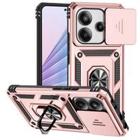 Dėl Xiaomi Redmi Note 14 4G dėklo Žiedas Laikiklis Šarvuotas Atsparus Smūgiams Coque Dėl Redmy Note14 Note 14 Objektyvo Apsauginis Dangtelis Redmi Note14 4G (Europe) rožinio aukso spalvos