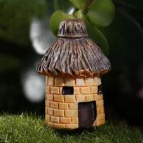 Apskritas Išraiškos Namas Animacinis Mini Dervos Namelis „Pasidaryk pats“ Mikro Peizažo Namelio Ornamentai Gėlių Vazonas Sodininkystės Peizažo Dekoracija geltona