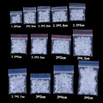 Itin maži skaidrūs savaime užsidarantys plastikiniai maišeliai tablečių ir smeigių laikymui 4x4cm 12 Silk White Edge 100pcs