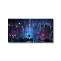 Cyberpunk stiliaus plakatas Sci-Fi drobės meno spaudinys tapyba neoniniai žiburiai naktinio miesto gatvės peizažas plakatų spaudiniai kambario miegamojo dekoras 20x40cm no frame