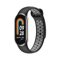 Silikoninis laikrodžio dirželis, skirtas Mi Band 8 TPU vandeniui atsparus prakaitui, reguliuojamo ilgio laikrodžio apyrankės keitimo priedai juoda pilka spalva