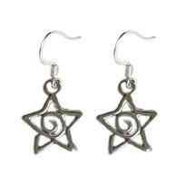 Swirl Star Pendant Earrings Five-Pointed Star Eardrops Pentagrams Ear Accessory Punk Inspired Jewelry for Daily Wear 1