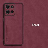 Skirta Motorola Moto G15 dėklas, prabangus PU odos telefono dėklas, skirtas Motorola G15 galinis dangtelis, atsparus smūgiams silikoninis matinis, pilna apsauga For Moto G15 raudona
