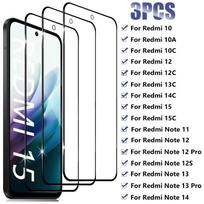 3 vnt. grūdintas stiklas skirtas XiaoMi Redmi 10 10A 10C 12C 13C 14C 15C, viso ekrano apsauginis stiklas skirtas RedMi Note 14 10 10S 11 11S 12 12S 13 Pro 4G 5G Redmi 10 juoda