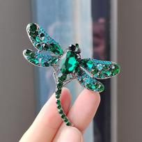 Fashion Smaller Rhinestone Wings Dragonfly Brooch For Women Man Suit Exquisite Crystal Dragonfly Animal Brooches Gifts 1PCS žalia