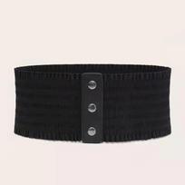 Ruffles platus diržas su triguba sagtimi Elegantiška elastinga juosmens juosta Dekoratyvinė suknelės juosta moterims Didelis dydis one size juoda