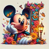 Disney Pelėdos Mikės Deimantinė tapyba Raidė Animacinis filmas Deimantinė mozaika Cirkonio paveikslėliai Mini Pelės Siuvinėjimas Gėlė Sienos dekoracija Round 20x20cm