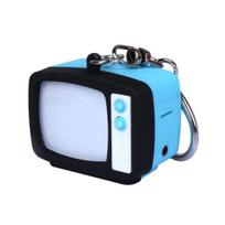 Retro televizorius LED raktų pakabukas Mini televizoriaus pakabukas su garsu ir šviesa Raktų pakabukas Kuprinės pakabukas Naktiniam matomumui Smagūs aksesuarai mėlyna