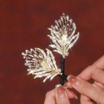 Rhinestone Feather Design Hair Clip Elegant Hair Curler Deft Bun Maker Long Thick Hair Accessories For Women auksas