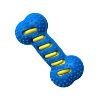 Dog Bone Toy Squeaky Chew Toy Textured Rubber Bone Safe Teeth Cleaning Toy for Teething Puppies And Large Dogs Oral Care mėlyna