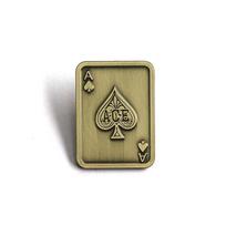 Retro Metal Spade Playing Card Brooch - Simple Casino-Style Pin for Backpacks beige