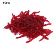 50 Pcs Artificial Earthworm Red Worm Lures Carp Baits Lure Soft Fishing